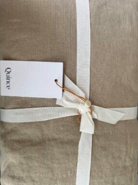 NEW Quince European Linen KING TOFEE FITTED 3 PCS Sheet Set. NO FLAT SHEET